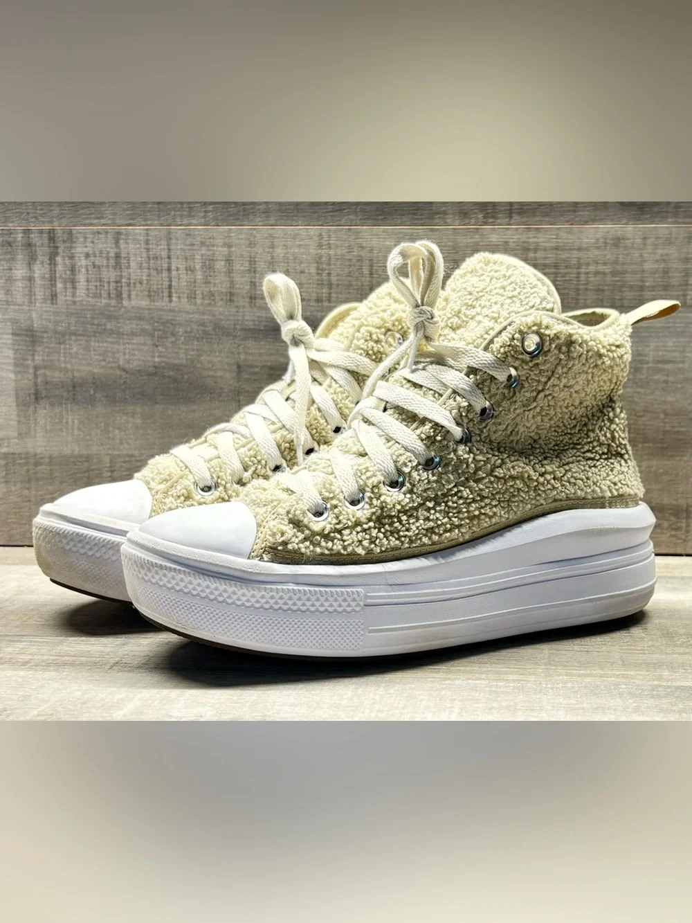 Converse Chuck Taylor All Star Platform High 'Sherpa' shoes Beach Stone